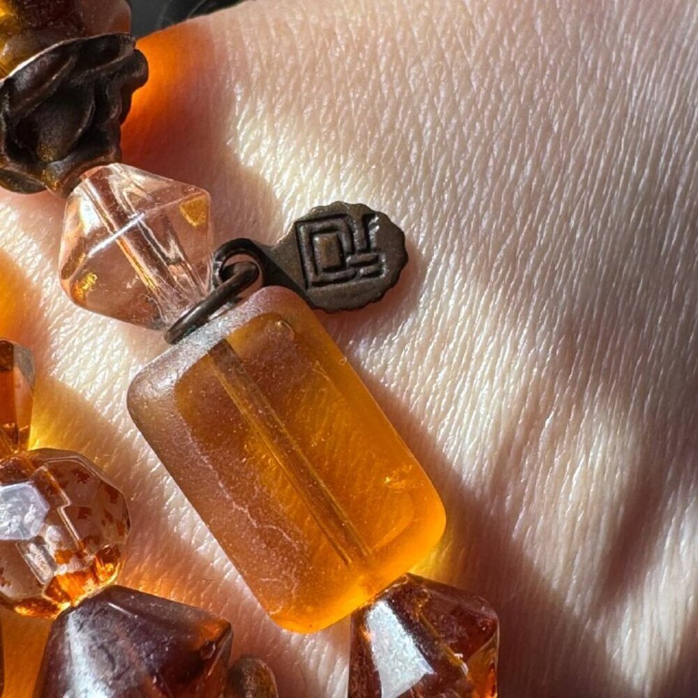 Boho-Chic Women’s Chunky Multilayer Bracelet with Crystals & Chains in Amber/Bro - Picture 3 of 7